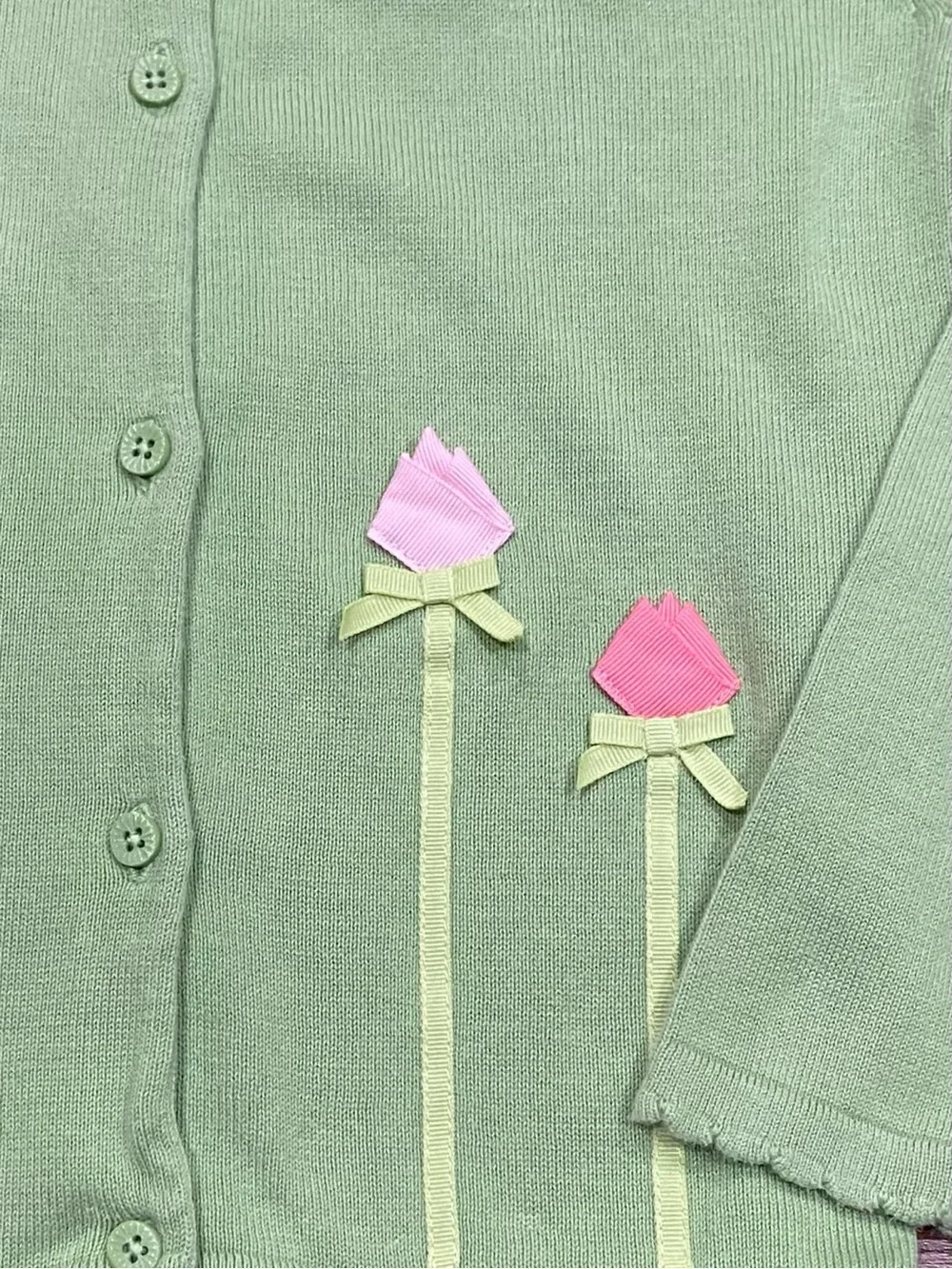 Gymboree Girls Tulip Garden Green Tulip Cardigan Sweater Size Small (5-6)